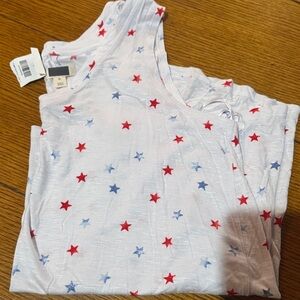 White Tank Top with Red and Blue Stars